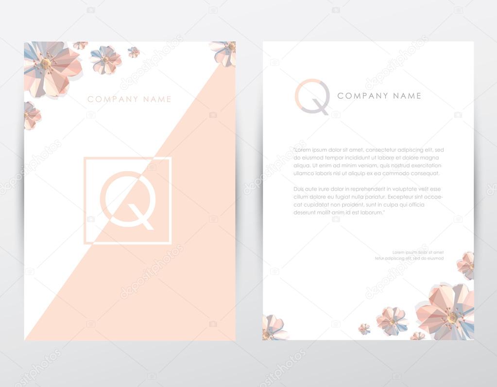 Brochure cover and letterhead template mockup