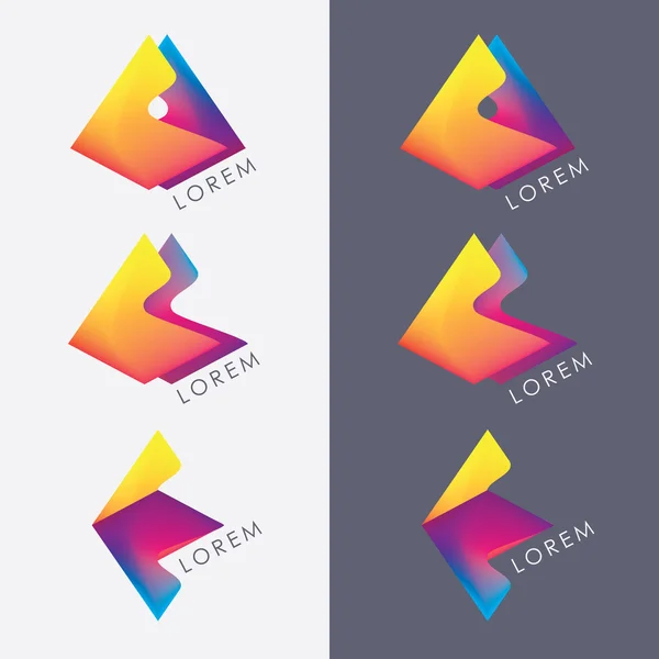 Conjunto de formas logotipo brilhante abstrato — Vetor de Stock