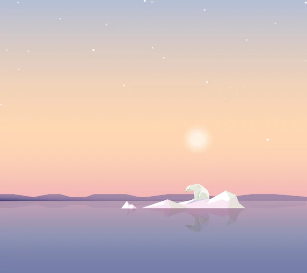 Buzdağında kutup ayısı — Stok Vektör