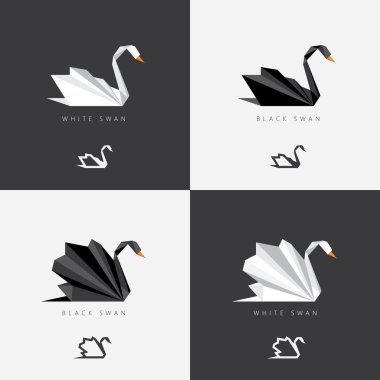 Black and white swan logos clipart