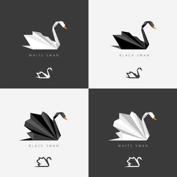 Schwarz-weiße Schwan-Logos — Stockvektor