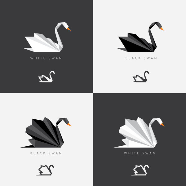 Black and white swan logos