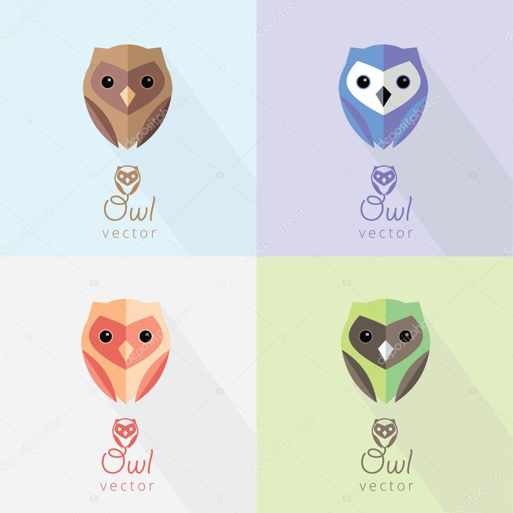 Set of owl logo marks