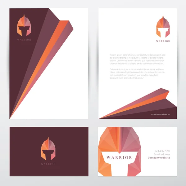 Conjunto de artigos de papelaria mockups com logotipo do capacete — Vetor de Stock