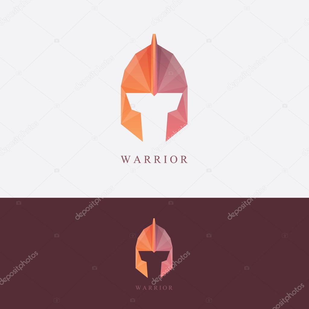 Ancient warrior helmet logo design in low polygon style for corporate business visual identity