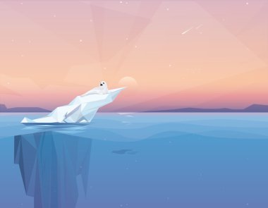 Harp seal üzerinde eriyen bir buzdağı