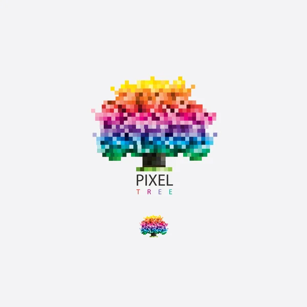 Árbol de píxeles multicolor — Vector de stock