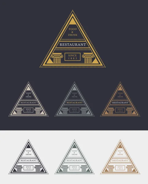 Логотипы ресторана в форме треугольника — стоковый вектор