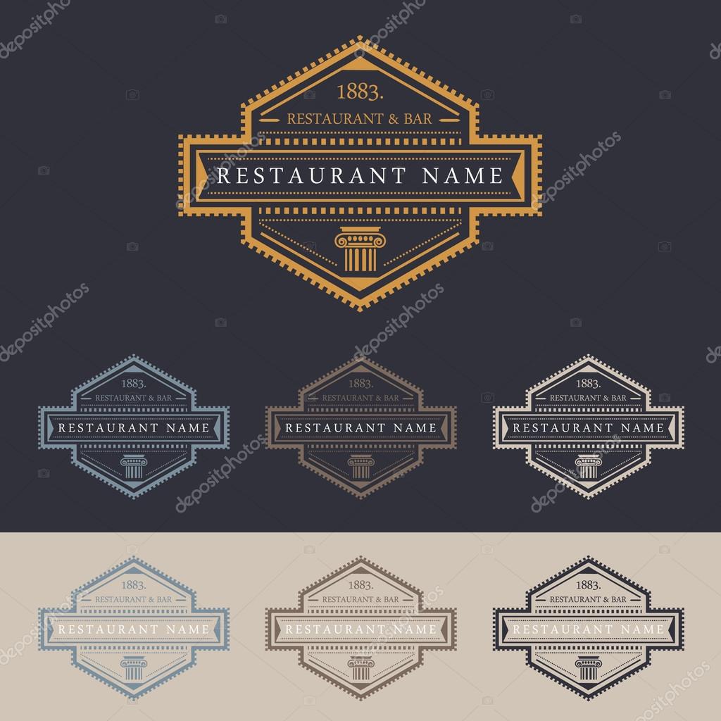 Restaurant and bar logo marks vector set