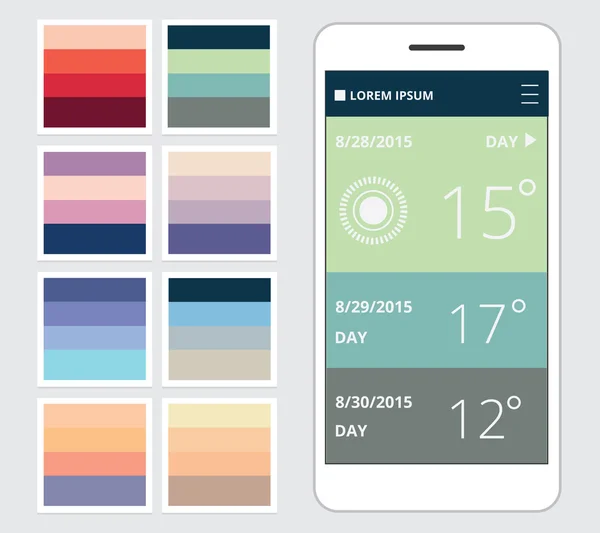 Combinaisons de couleurs pour les conceptions d'interface d'application — Image vectorielle