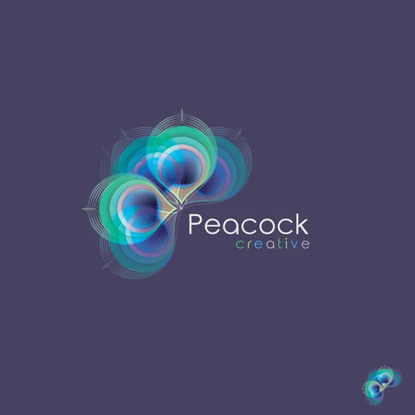 Pauw veren kleurrijke transparante logo — Stockvector