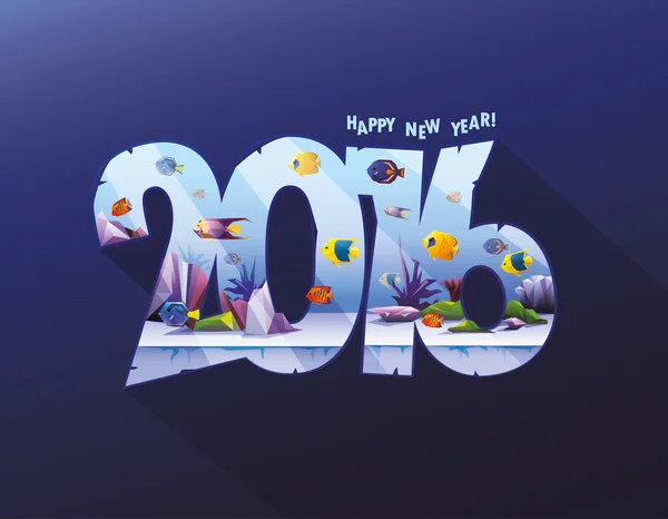 2016 Año Nuevo - acuario — Vector de stock