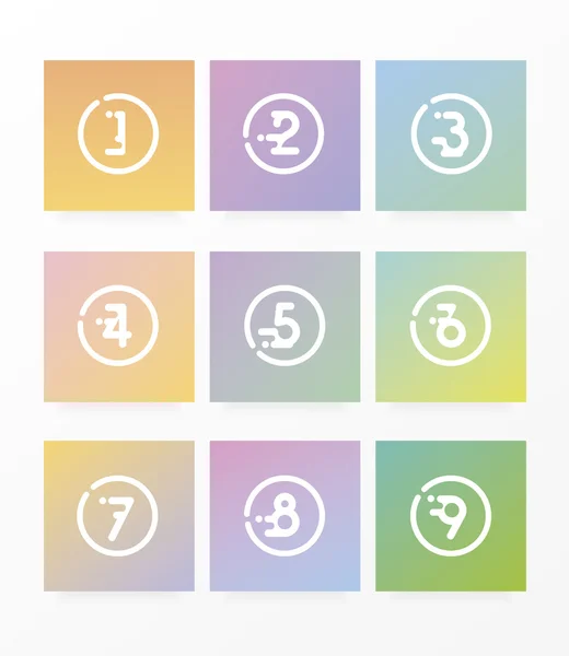 Coloridos iconos numéricos — Vector de stock