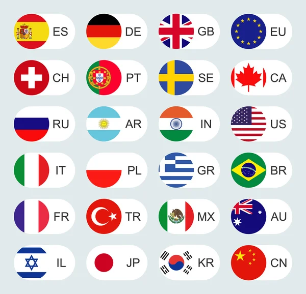 Vector icons of flags in circles. — Stock Vector