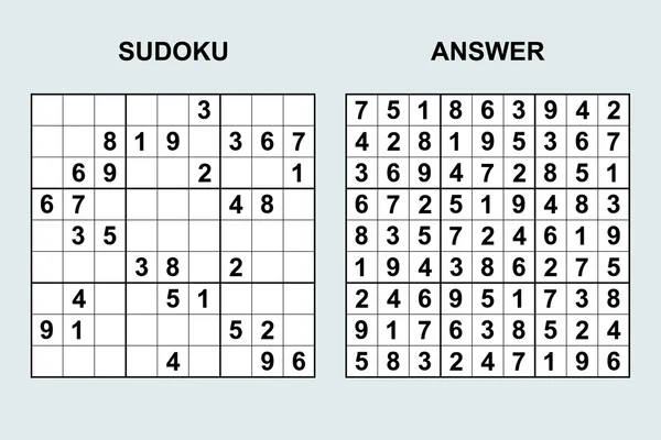 Sudoku vettoriale con risposta . — Vettoriale Stock