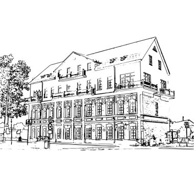 Vektör siyah beyaz görüntü, bir bina.