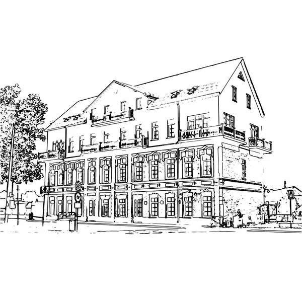 Vektör siyah beyaz görüntü, bir bina.