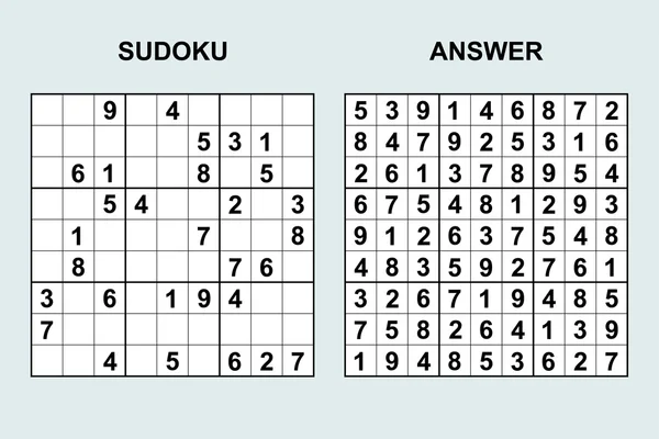 Vektor-Sudoku mit Antwort. — Stockvektor