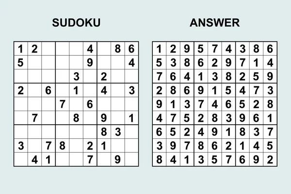 Vetor Sudoku com resposta . — Vetor de Stock