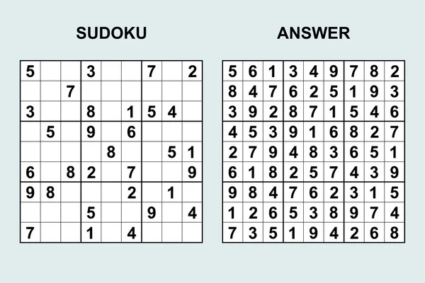 Vector Sudoku con respuesta . — Vector de stock