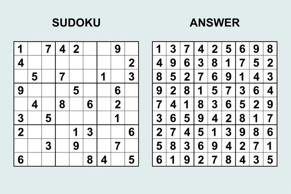 Vector Sudoku med svar. — Stock vektor