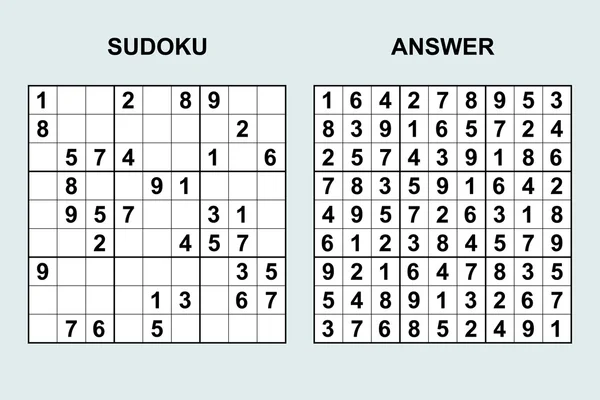 Vektor-Sudoku mit Antwort. — Stockvektor