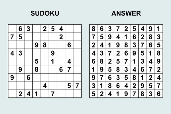 Vektor-Sudoku mit Antwort. — Stockvektor