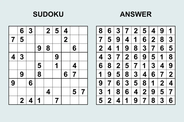 Vector Sudoku med svar. — Stock vektor