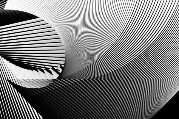 Linienkomposition Geometrisches Dynamisches Muster Abstrakte Halbtonlinien Schwarzer Und Weißer Hintergrund — Stockvektor