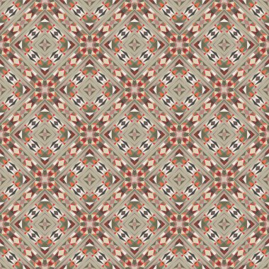 Geometrik dikişsiz desen, soyut renkli arkaplan, modaya uygun süs, küçük şekiller, tekstil, kumaş, dekorasyon için vektör dokusu.