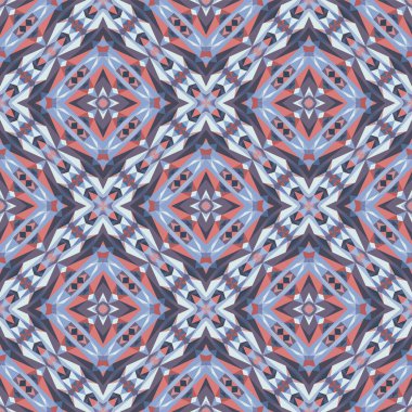 Geometrik dikişsiz desen, soyut renkli arkaplan, moda süsü, moda baskısı, tekstil, kumaş, dekorasyon için vektör dokusu.