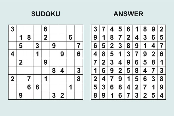 答案436的向量Sudoku 带数字的益智游戏 — 图库矢量图片