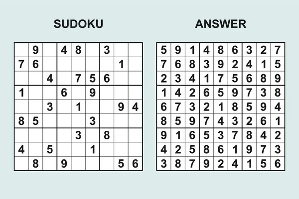 Vector Sudoku Odpowiedzią 437 Gra Logiczna Liczbami — Wektor stockowy