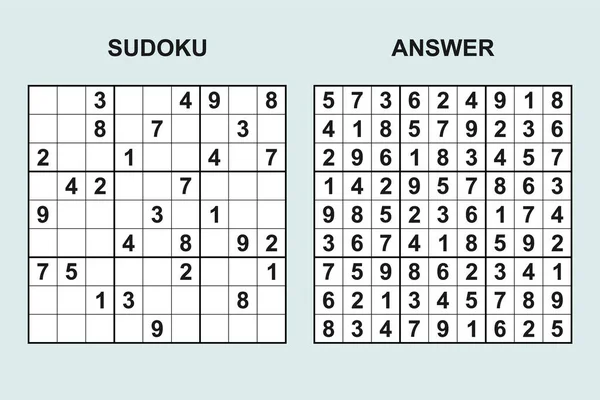 Vector Sudoku Com Resposta 438 Jogo Puzzle Com Números — Vetor de Stock