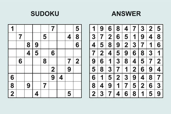 Vector Sudoku Com Resposta 439 Jogo Puzzle Com Números — Vetor de Stock