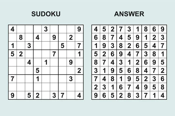 Vektor Sudoku Med Svar 440 Pusselspel Med Siffror — Stock vektor