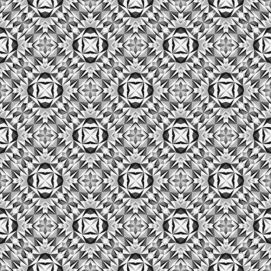 Geometrik dikişsiz desen, süs, soyut siyah beyaz arkaplan, moda baskısı, vektör dekoratif doku.