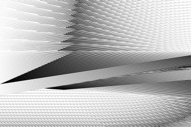 Soyut yarım ton çizgileri siyah ve beyaz arkaplan, geometrik dinamik desen, vektör modern tasarım dokusu kart, kapak, poster, afiş, el ilanı.