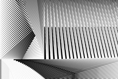 Soyut yarım ton çizgileri siyah ve beyaz arkaplan, geometrik dinamik desen, kart, afiş, poster, broşür için vektör modern tasarım dokusu,.