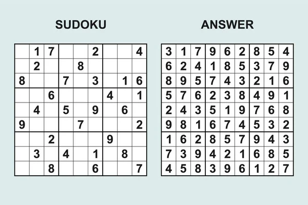 Vector Sudoku Com Resposta 442 Jogo Puzzle Com Números — Vetor de Stock