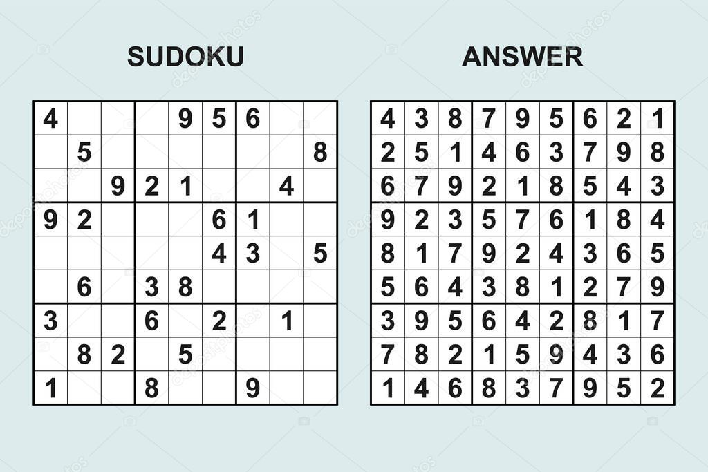 Vector sudoku with answer 441. Puzzle game with numbers.