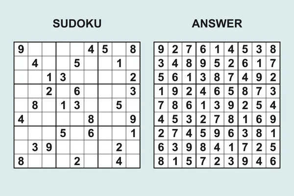 Vector Sudoku Com Resposta 444 Jogo Puzzle Com Números — Vetor de Stock