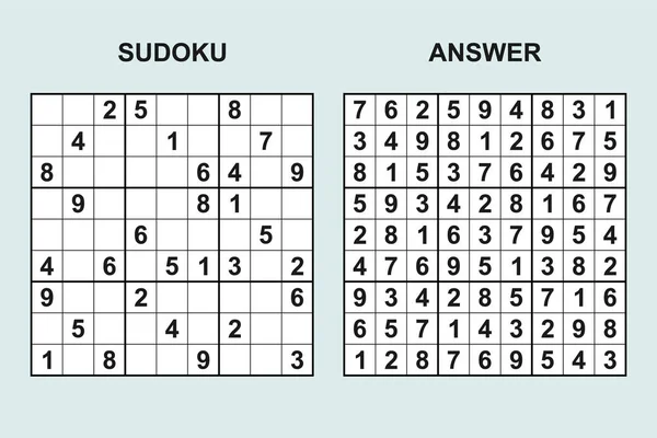 Sudoku Vectorial Con Respuesta 443 Puzzle Juego Con Números — Vector de stock