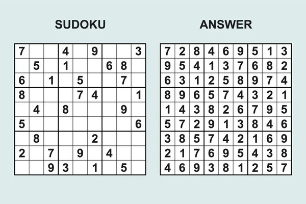 Sudoku Vectorial Con Respuesta 446 Puzzle Juego Con Números — Vector de stock