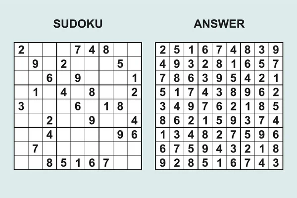 向量Sudoku与答案449 带数字的益智游戏 — 图库矢量图片