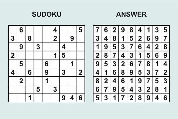 Vector Sudoku Com Resposta 450 Jogo Puzzle Com Números — Vetor de Stock