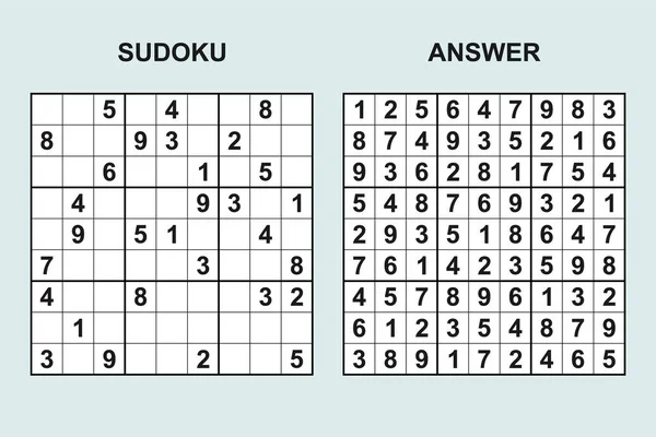 Vector Sudoku Com Resposta 452 Jogo Puzzle Com Números — Vetor de Stock