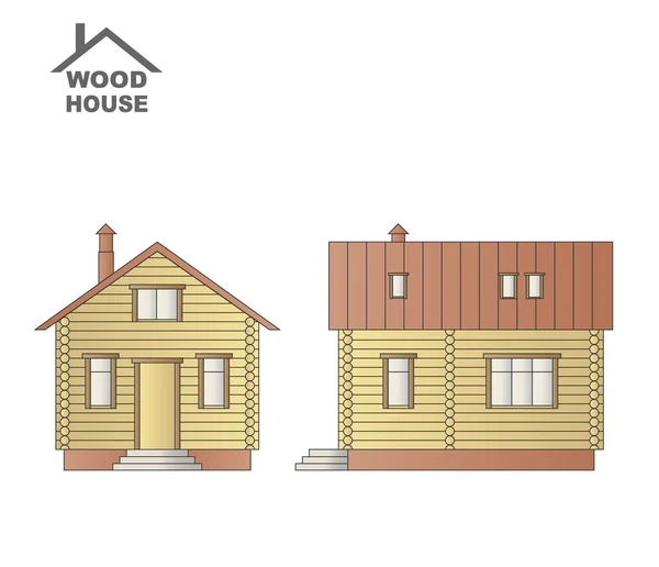 木制房屋的图解. — 图库矢量图片