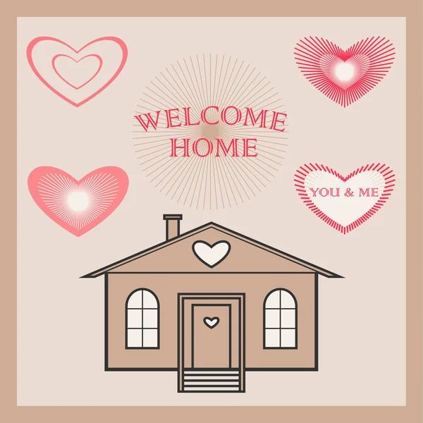 Σπίτι με μια επιγραφή Καλώς ήλθες. — Διανυσματικό Αρχείο