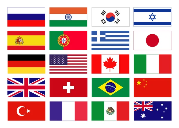 Banderas vectoriales del mundo. Iconos de banderas en estilo plano. Banderas vectoriales simples de los países . — Vector de stock